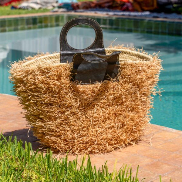 Panier Herisse cuir main noire