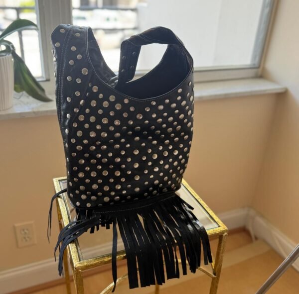 Moroccan bohemian leather handcrafted black