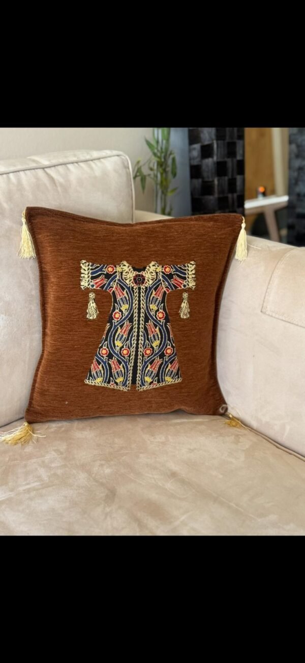 Embroidered Kaftan Pillow Brown
