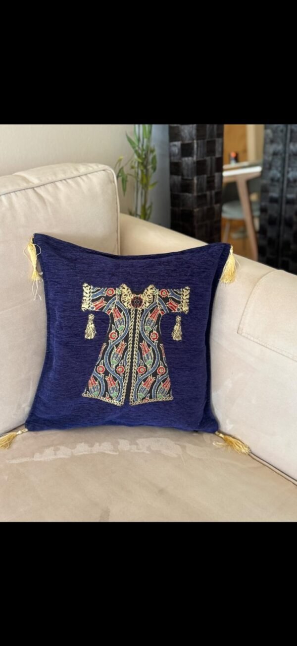 Embroidered Kaftan Pillow Blue